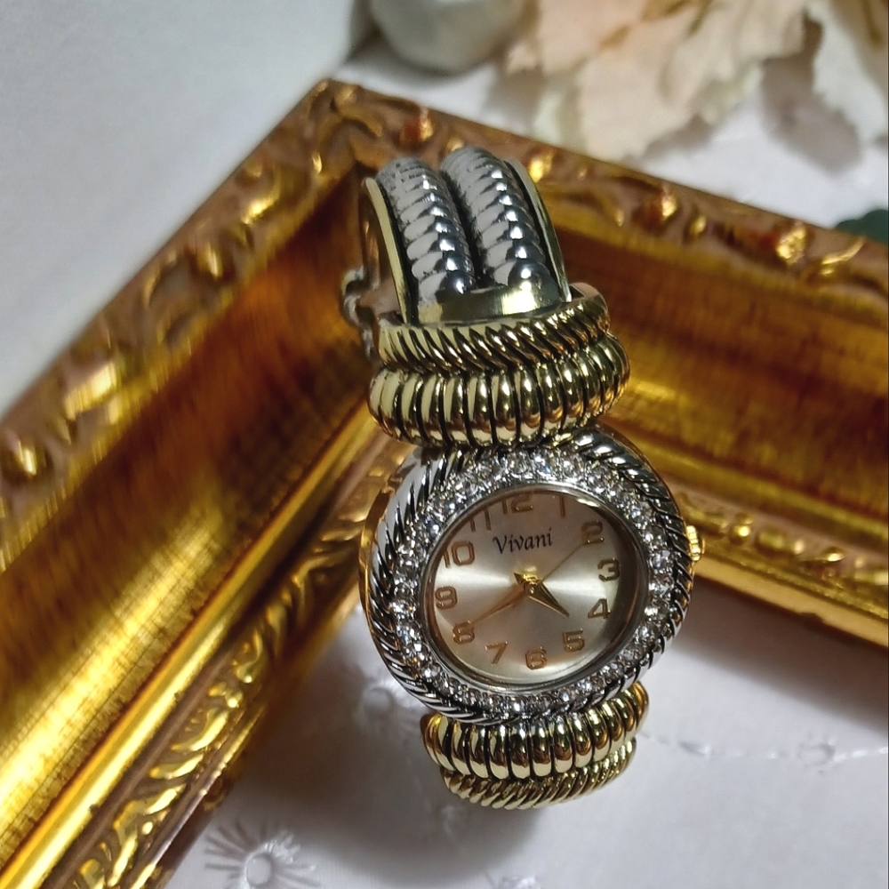 Vivani cuff/bangle watch with rhinestones